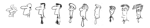 Some early ideas. It was important from the outset that none of the characters even vaguely  resemble another cartoonist's work, although as this stage some of them do..