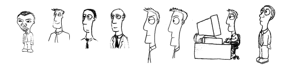 Some more early sketches. The style is beginning now to more resemble the finished product.