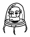 John's head in some kind of Mars Attacks-inspired walking jar.